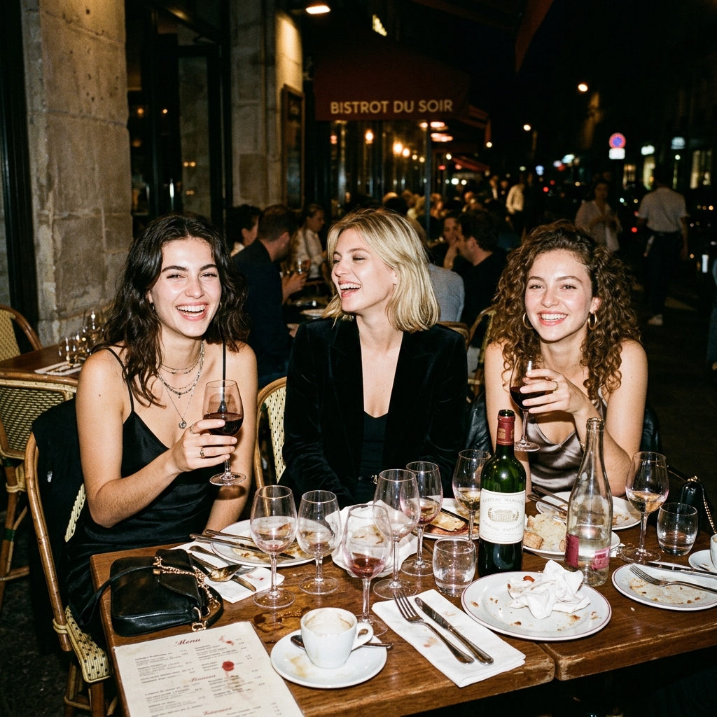 messy bistro table aftermath, heavy flash